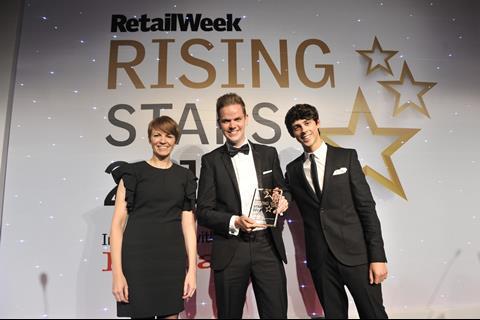 The Retail Week Rising Stars Customer Service Team/Individual of the Year award was awarded to Ben Masters of Hobbycraft (collected on Ben's behalf by his colleague).